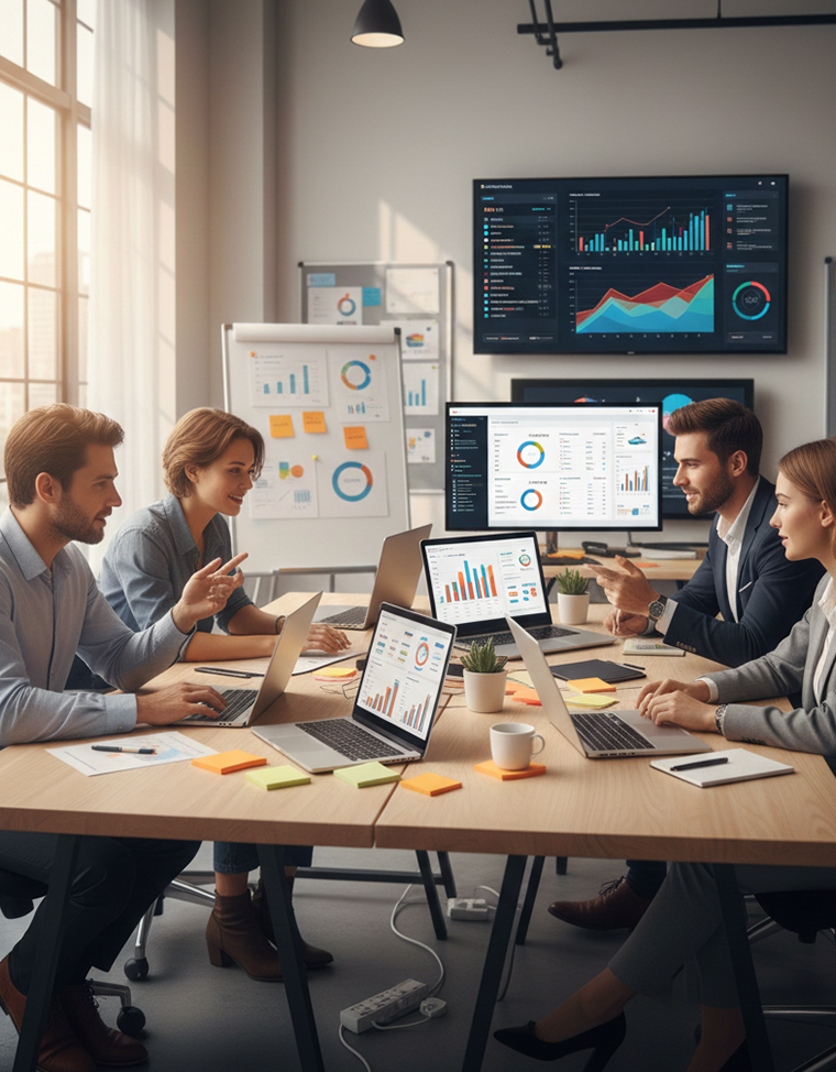 Team members working